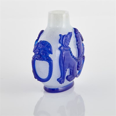 Lot 1176 - Chinese Blue Overlay Glass Snuff Bottle Height...