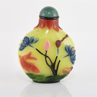 Lot 1177 - Chinese Multi-Color Overlay Yellow Glass Snuff...