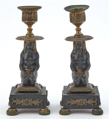 Lot 1213 - Pair of Continental Egyptian Revival Gilt and...