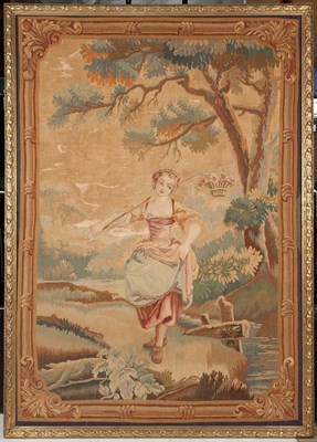 Lot 1502 - Framed Aubusson Silk and Wool Tapestry 19th...