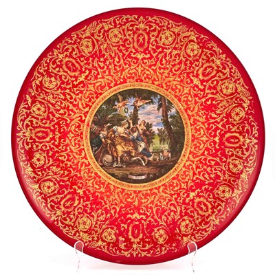 Lot 1219 - Italian Gilt and Enameled Ruby Glass Charger...