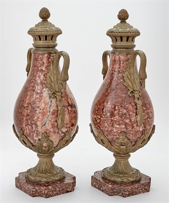 Lot 1473 - Pair of Louis XVI Style Metal-Mounted Marble...