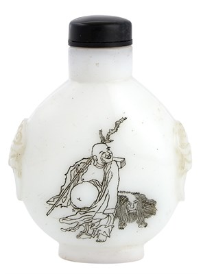 Lot 170 - Chinese White Glass Snuff Bottle The flattened...