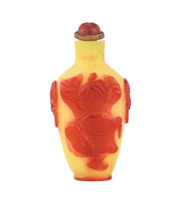 Lot 174 - Chinese Red Overlay Yellow Glass Miniature...
