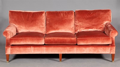 Lot 422 - Velvet-Upholstered Three-Cushion Sofa by...
