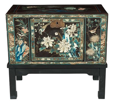 Lot 1224 - Pair of Japanese Polychrome Lacquer Cabinets...
