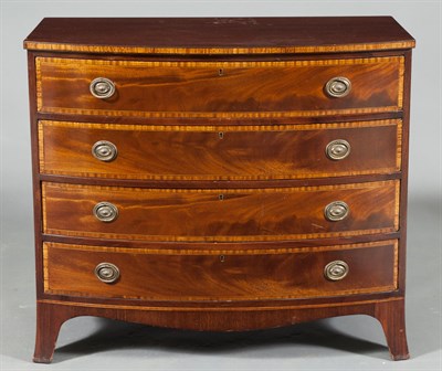 Lot 1410 - George III Style Inlaid Mahogany Bow Front...
