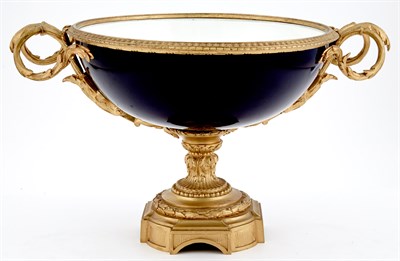 Lot 1200 - Sèvres Style Gilt-Metal Mounted Cobalt Ground...