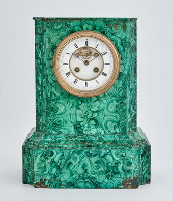 Lot 1463 - Empire Style Malachite Veneered Mantel Clock...