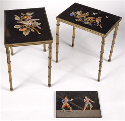 Lot 1188 - Two Florentine Bird Decorated Pietra Dura Top...
