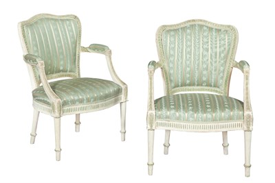 Lot 373 - Pair of George III Painted Armchairs in the...