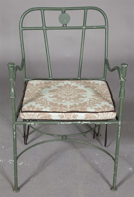 Lot 1493 - Set of Eight Green-Painted Wrought-Iron Garden...