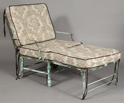 Lot 1494 - Pair of Green-Patinated Bronze Folding Chaises...