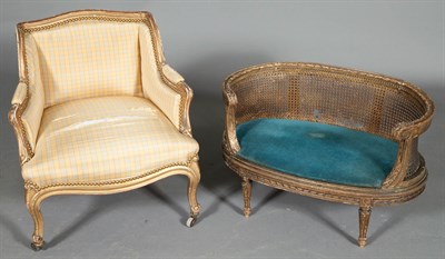 Lot 1467 - Louis XV Style Small Giltwood Bergère;...