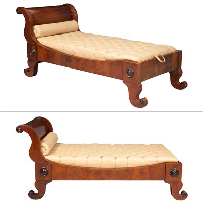 Lot 1154 - Pair of Continental Empire Leather Upholstered...
