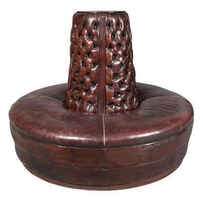 Lot 1491 - Tufted Leather-Upholstered Circular Sofa In...