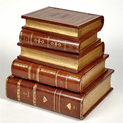 Lot 1415 - Faux-Painted and Parcel-Gilt Stacked Book-Form...