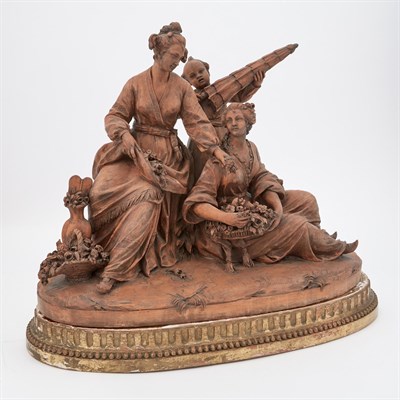 Lot 1465 - Terracotta Chinoiserie Figural Group of Two...