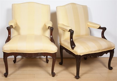 Lot 1482 - Pair of Upholstered Open Armchairs