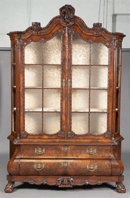 Lot 1173 - Dutch Rococo Style Walnut Glass Door Cabinet...