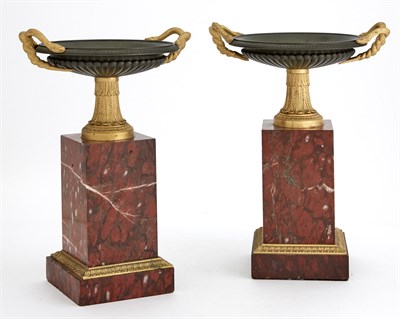 Lot 1325 - Pair of Empire Style Gilt and Patinated Bronze...