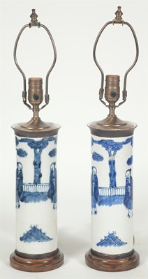 Lot 1298 - Pair of Chinese Blue and White Porcelain Vases...