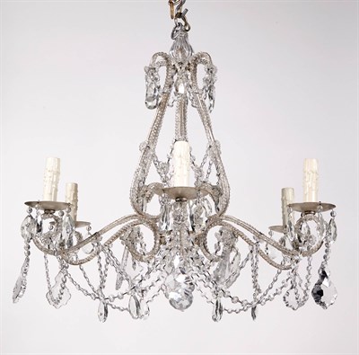 Lot 1406 - Louis XVI Style Painted Metal and Beaded Glass...