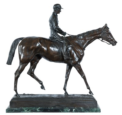 Lot 1344 - Patinated Bronze Equestrian Group Entitled Le...