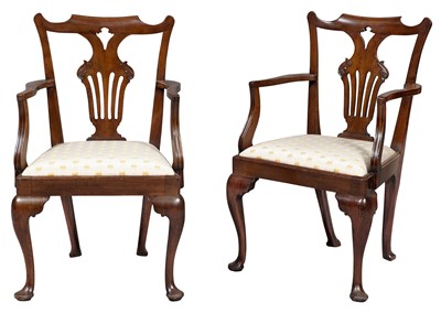 Lot 122 - Pair of George II Mahogany Open Armchairs...