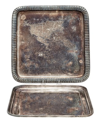 Lot 167 - Two Silver Plated Square Salvers Comprising...