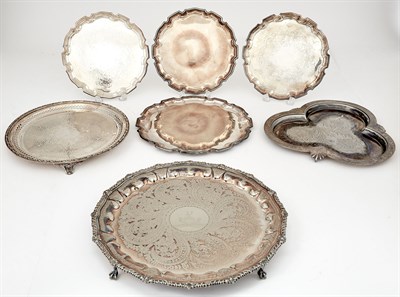 Lot 239 - Group of Seven Silver Plated Salvers Various...
