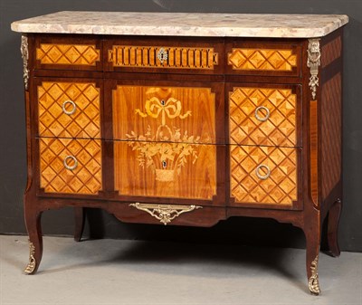 Lot 1217 - Louis XV Style Marquetry Inlaid Bronze Mounted...