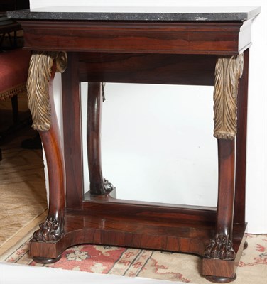 Lot 1222 - Regency Rosewood and Parcel-Gilt Marble Top...