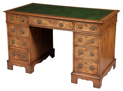 Lot 1417 - George III Style Walnut Pedestal Desk Height...