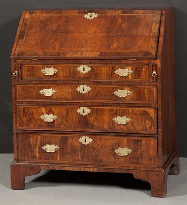 Lot 1435 - Georgian Walnut Inlaid Slant Front Desk Height...