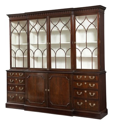 Lot 1365 - George III Style Mahogany Breakfront Bookcase...
