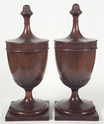 Lot 1308 - Pair of English Mahogany Urn-Form Cutlery...