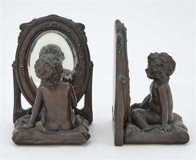 Lot 1125 - Pair of Patinated Figural and Mirrored Bronze...