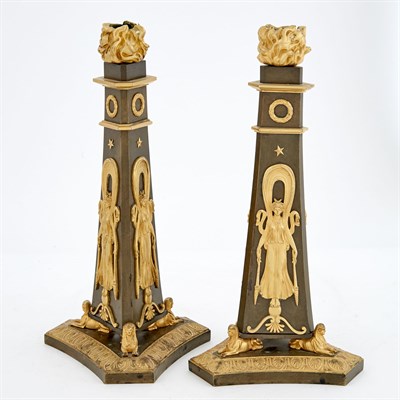 Lot 1147 - Pair of Empire Style Gilt and Patinated Bronze...