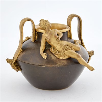 Lot 1448 - French Art Nouveau Gilt and Patinated Bronze...