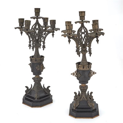 Lot 1422 - Pair of Gothic Revival Gilt and Patinated...