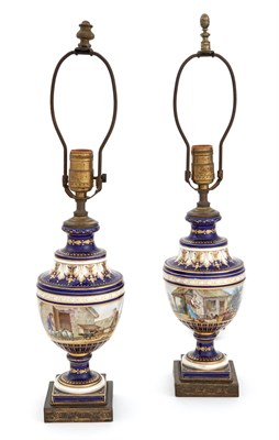Lot 1440 - Pair of Sèvres Style Metal Mounted Gilt and...