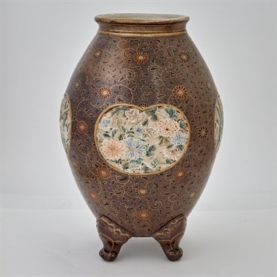 Lot 1438 - Japanese Gilt and Enameled Porcelain Footed...