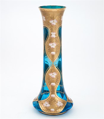 Lot 1460 - Moser Style Gilt and Enameled Mold-Blown Blue...