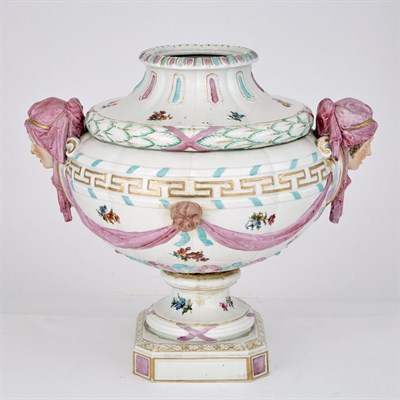 Lot 1350 - Pair of Berlin Porcelain Urns Each with female...
