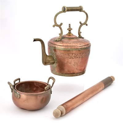 Lot 1194 - Group of Copper Pots, Pans, Bowls and Other...