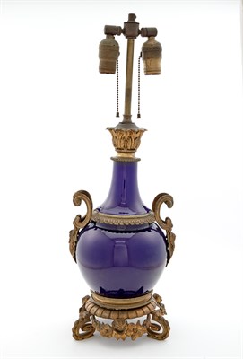 Lot 1358 - Sèvres Style Gilt-Metal Mounted Cobalt Ground...