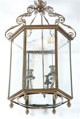 Lot 1405 - George III Style Brass and Beveled Glass Hall...