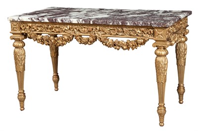 Lot 1378 - Louis XVI Style Carved and Giltwood Marble Top...