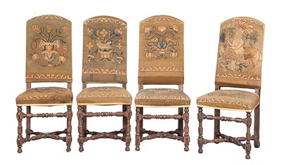 Lot 255 - Set of Four Elizabethan Revival Walnut Side...